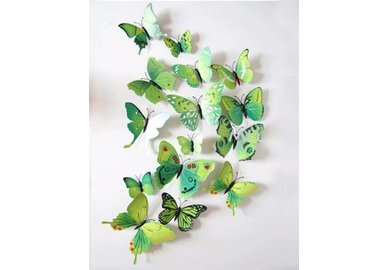 Dekorativní motýlci na zeď 2 kusy - barva zelená